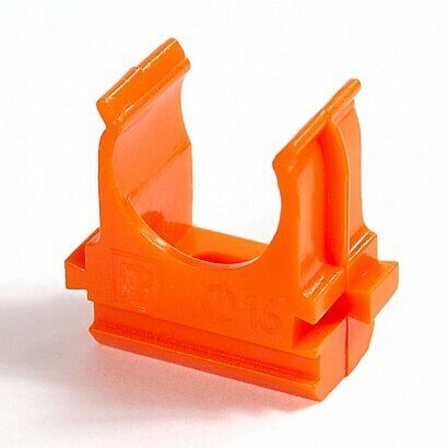 Крепеж-клипса для труб АБС-пластик оранжевая д16 (100шт/2000шт уп/кор) Промрукав